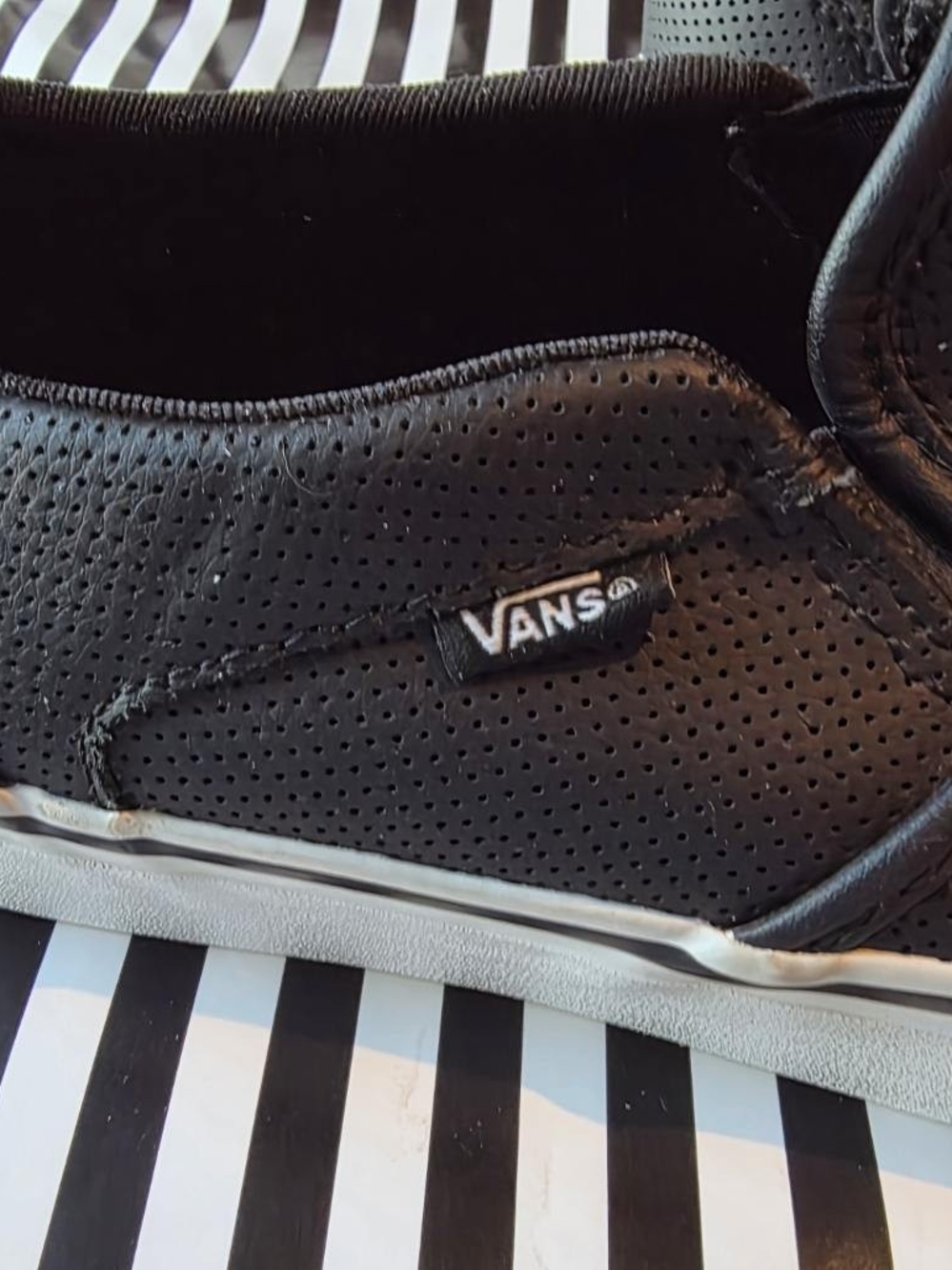Vans Black Perforated Slip-On Sneakers - Picture 4 of 9